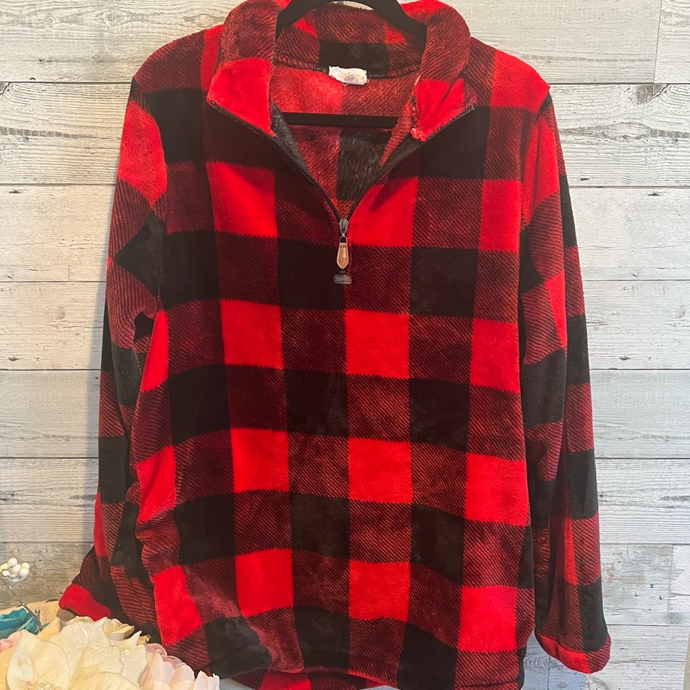 Black and Red plaid Sherpa!